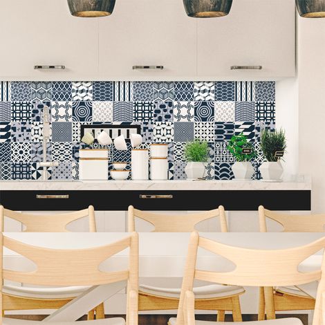 Sticker Mural Carrelage adhésif Cuisine Salle de Bain - 30 STICKERS CARREAUX DE CIMENT SCANDINAVE ALASKA - 30stickers10x10cm (1/5)
