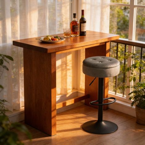 Sedia bar girevole contenitore in velluto grigio OKMYHOME (1/4)
