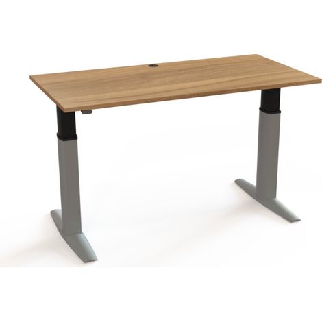 STIER Bureau électrique réglable en hauteur 501-23 160 × 80 cm noyer/argent mélaminé 68-120 cm (1/3)