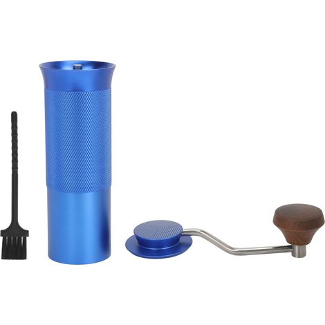 Moulin à café manuel avec brosse entonnoir, outil de broyage de grains à manivelle pour la maison, les voyages et le bureau, bleu (1/5)