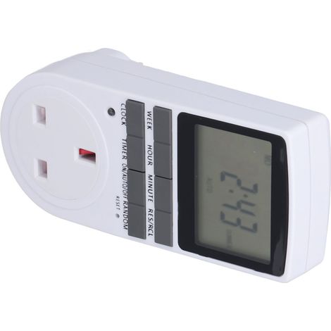 Prise programmable écran large, interrupteur temporisé électronique intelligent avec batterie intégrée, norme britannique 220-240V, charge incluse (1/5)