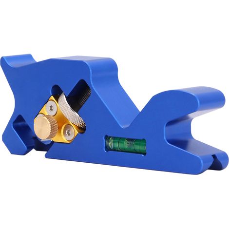 Rabot à chanfreiner bois 45° avec niveau à bulle, outil à main pour ébavurage et finition menuiserie, alliage aluminium bleu (1/5)