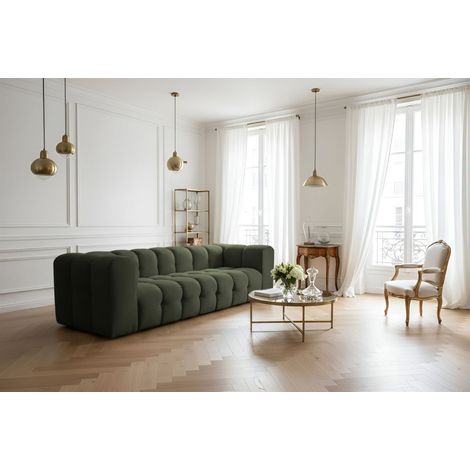 Sofa Designersofa SOLVIE 4-Sitzer in Stoff Tiffani Grün