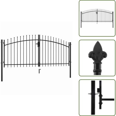 Vidaxl – Portail aluminium double avec haut sous forme de lance 300 x 150 cm – Acier enduit de poudre – Charnière à boulon – 3 clés incluses (1/5)