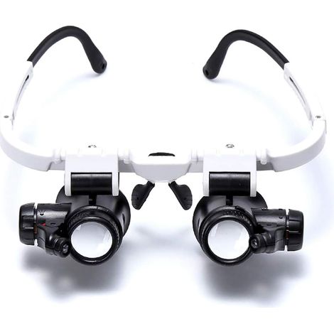 Lunettes loupe à fixation sur la tête, bandeau loupe avec lumière LED, loupe de bijoutier avec 3 lentilles interchangeables 8X 15X 23X, pour bijoux, lunettes, montre, outil de réparation électronique (1/5)