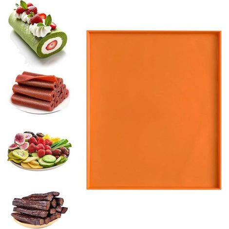 Tappetino da forno in silicone 30 x 25 x 0,9 cm, flessibile con bordo per cuocere biscotti o panini, arancione (1/5)