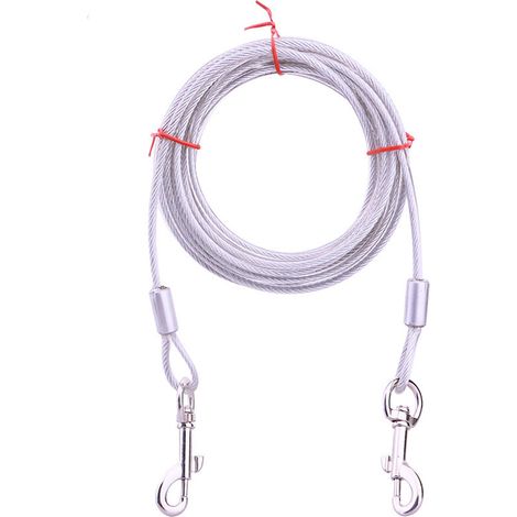 Cable D'attache Pour Chien - Acier Galvanisé 5,2 M - Revêtement PVC Résistant Aux Intempéries - Charge De Rupture 770 Kg - Convient Aux Chiens Jusqu'à 45 Kg - 1 Pièce