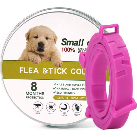 Collier pour chien 1 pièce collier anti-insectes et anti-puces pour chiens (petit chien 18 kg 38 cm, rose) collier anti-insectes et anti-puces (1/2)