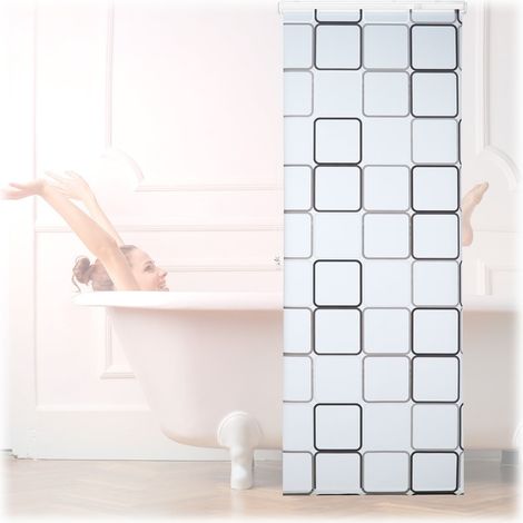 Persiana enrollable para ducha, repelente al agua, diseño de azulejos retro