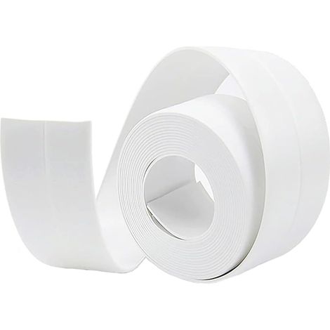 Tira de sellado para baño, 3,2 m x 38 mm, autoadhesiva, para bañera, baño y cocina, antimoho, sellador (blanco)