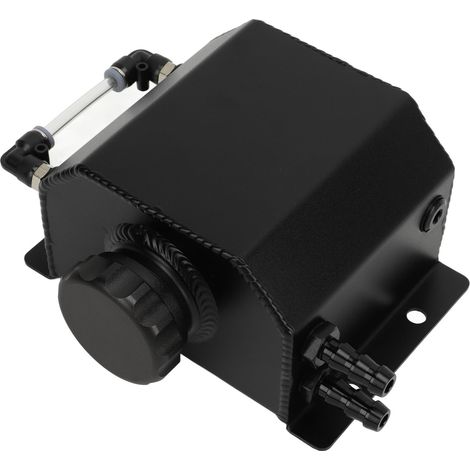 Bocal de liquide de refroidissement 1L en aluminium noir, réservoir d'expansion moteur, vase d'expansion radiateur universel, bouteille de trop-plein auto. (1/5)