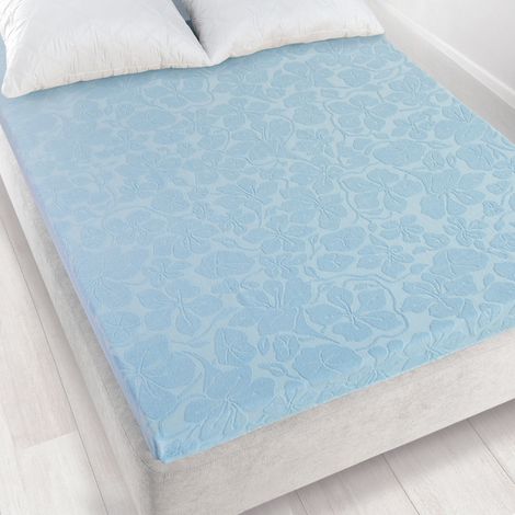 Sábana bajera ajustable de rizo Tulipan 150x205 zwoltex azul gruesa (1/2)