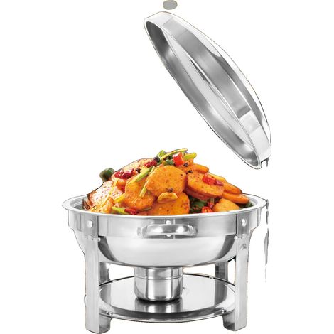 Plat de service, Acier inoxydable, Capacité de 7,5 L, Forme ronde, Hauteur de 50 cm, Lavable au lave-vaisselle (1/5)