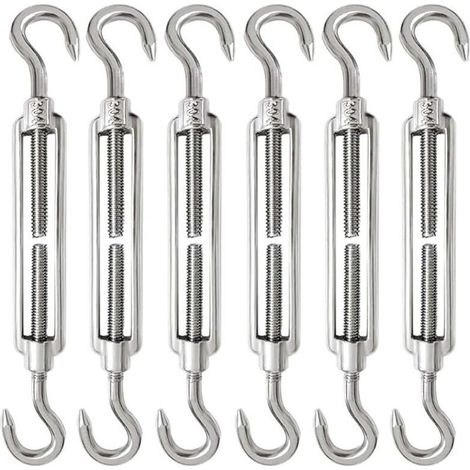 6 Pièces Tendeur Cable M6 Tendeur Cable Inox 304 Réglable Crochet de Ridoir et Crochet pour Tendeur de Fil Cable Acier Corde Crochet Tendeur (1/4)