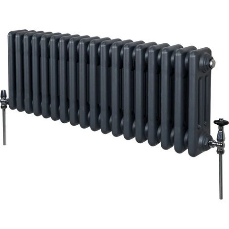 Traditional 3 Column Radiator - 300 x 832mm - Anthracite Grey