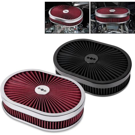 Filtre à air ovale 1 x 12 pouces x 2 pouces / nettoyeur de conduit d'air, compatible avec une interface de 5-1/8 pouces, noir. (1/5)