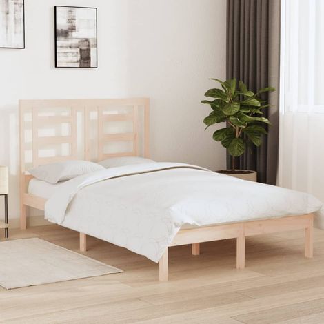 Lit simple pour adulte - Cadre de lit Bois de pin massif 120x200 cm BV527529 - BonneVie (1/5)