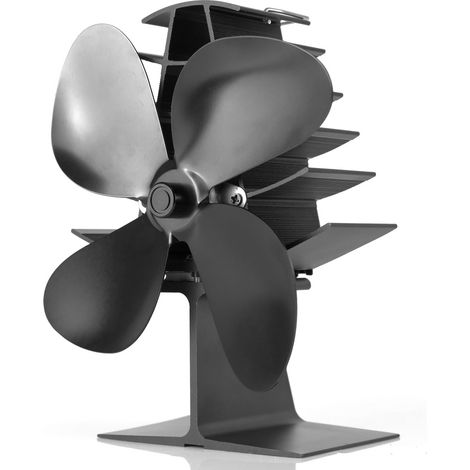 Kaminventilator in Weihnachtsbaumform, 4-Blatt-Ofenventilator für Kamine, Schnellstart, extrem leise Heißluftzirkulation, energiesparend