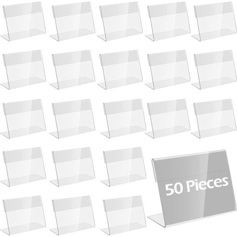50Pcs Porte Étiquettes Prix(6 x 4,3cm) Mini Porte-étiquette Transparent  Supports d'Étiquettes en Plastique Support d'affichage de Prix pour Supermarché, Magasin,Boulangeries,Centres Commerciaux (1/4)