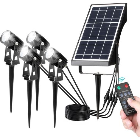 4-in-1 Solar-Gartenstrahler mit Fernbedienung, wasserdicht, LED-Bodeneinbaustrahler für den Außenbereich mit einstellbarer Helligkeit, Timer und Speicherfunktion, Solar-Wegeleuchte für Rasen, Terrasse (1/5)