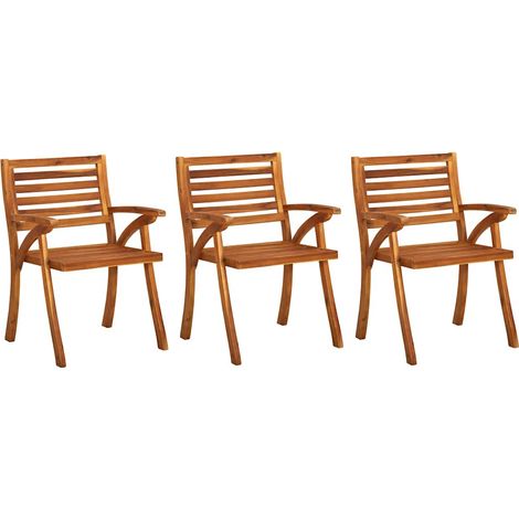 Maison Exclusive - Garten-Essstühle mit Kissen 3 Stk. Massivholz