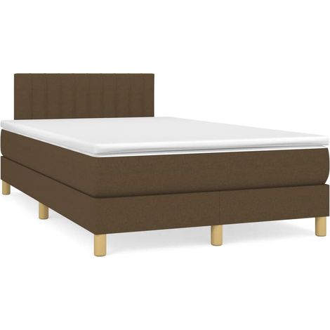 Sommier à lattes de lit et matelas marron foncé 120x190 tissu (1/5)