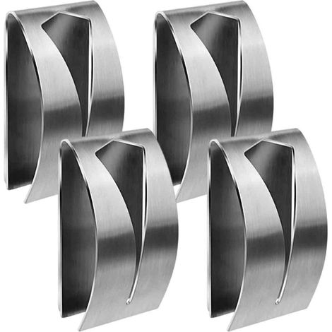 Handdoekklemmen - Acero Inoxidable Autoadhesivas - Para Baño y Cocina - Carga Máxima 3 kg - Set de 4 (1/5)
