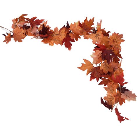 Guirlande décorative en feuilles d'érable artificielles, lierre de fausses feuilles pour jardin, décoration automnale Halloween Thanksgiving, double brin de vigne d'érable synthétique, modèle C (1/5)