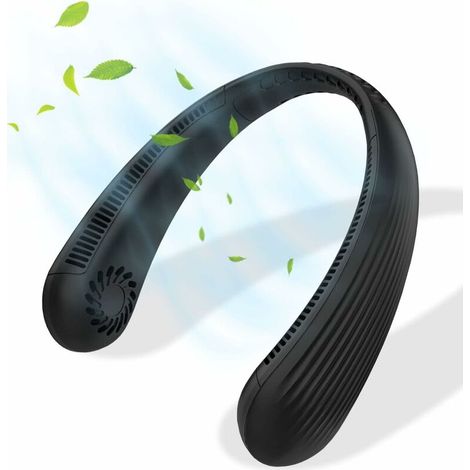 Neck Fan, 3 Speed Quiet Bladeless Portable Neck Fan, Mini USB Rechargeable, Suitable for Office, Family Travel, Outdoor Sports-Black (1/5)