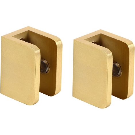Pince de Fixation en Cuivre pour Verre sans Perçage, Support D'étagère Carré Résistant la Corrosion, Lot de 2 Pièces pour Rambarde D'escalier Intérieur (1/5)