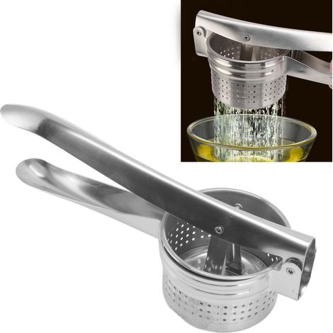 Presse-agrumes manuel, grande taille, acier inoxydable 410, pour presser le jus de citron, d'orange, de grenade, de pomme de terre et d'ail conception à trous pleins. (1/5)