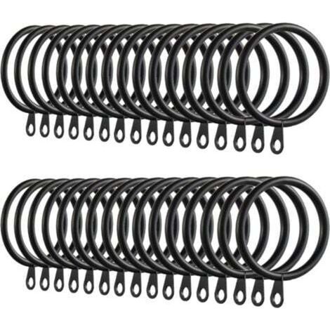60 anelli per tende, anelli in metallo per appendere tende e bastoni, diametro interno 38 mm (nero)