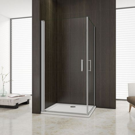 Mamparas de Ducha Doble Puerta Pivotante Gris mate 5mm Angular 70x70x185cm (1/5)