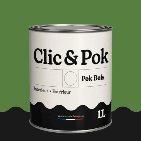 Peinture Bois Extérieur – POK BOIS - 1L - RAL 6017 - Vert mai- Résistante aux intempéries - Ne s'écaille pas