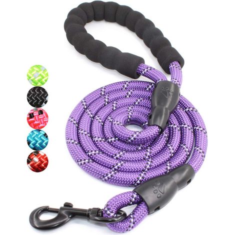 Laisse Pour Chien - 1,5 M - Corde De Randonnée 12,7 mm - Poignée Rembourrée - Fils Réfléchissants - Pour Chiens Moyens Et Grands - 1 Pièce (1/5)