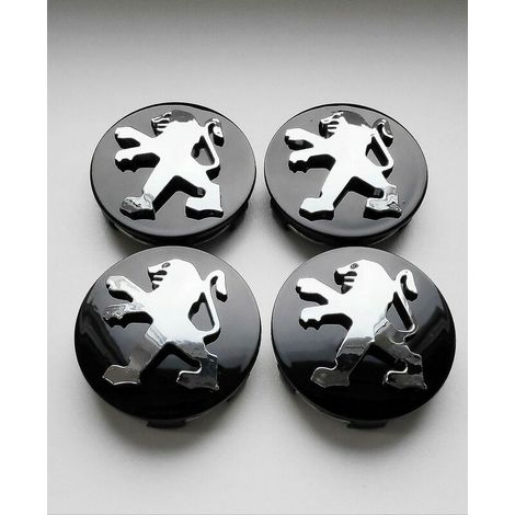 Capuchons centraux de roue en alliage noir Peugeot, lot de 4, moyeu 60mm 106 107 206 207 306 307
