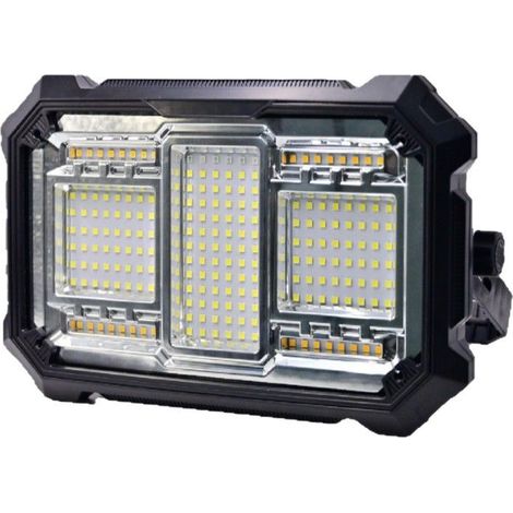 Projecteur LED rechargeable à 5 modes, batterie 6000 mAh, base magnétique, lampe de travail idéale pour le camping, le travail et la pêche.