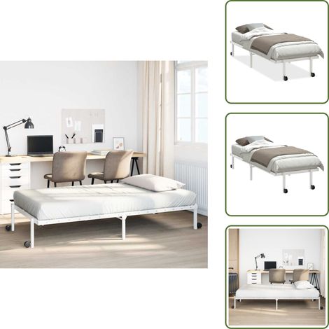 vidaXL Cadre de lit sans matelas pliable blanc 75x190 cm acier (1/5)