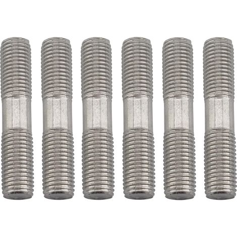 Lot de 6 boulons filetés à double extrémité M12 x 80 mm en acier inoxydable 304 avec filetage égal (1/5)