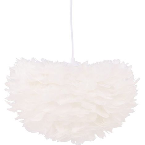 Lampe Suspension en plume "Nicola" 45cm Blanc (1/5)