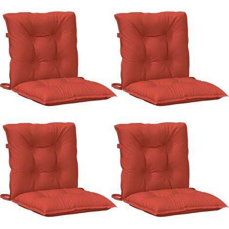 vidaXL Coussins de chaise à dossier bas lot de 4 rouge mélangé tissu