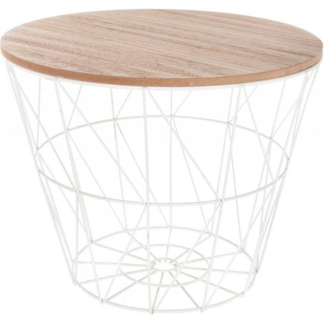 Table à café blanche Kumi, dimensions D 38 x H 30,5 cm, livraison gratuite (1/3)
