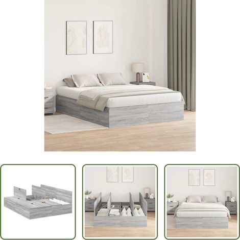 Stauraum - Aufbewahrungsbettgestell Graues Sonoma 135 x 190 cm (1/5)