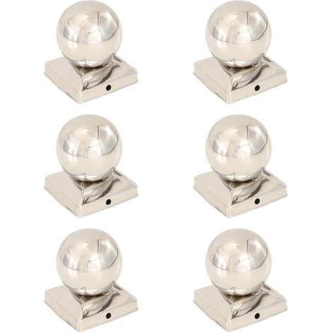Bouchons de poteau 6 pcs Globe final Acier inoxydable 91x91 mm vidaXL (1/5)