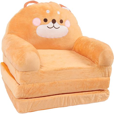 Canapé-lit pliable et Portable pour enfants, chaise de dessin animé, mignon, pour la maison, les écoles, chiot marron, 3 plis (1/5)