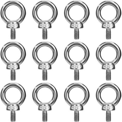 Boulons à Oeil M6 Anneau de Levage Boulon à œil Anneaux Filetage Vis en Acier Inoxydable 304 pour Fixer des Suspendus Relier 12 Pièces (1/4)