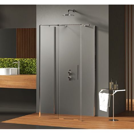 Cabine de douche 120x90 coulissante chrome MALDIVES CHROME, accès de face (1/5)