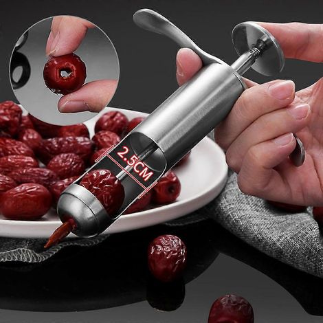 Dénoyauteur en acier inoxydable pour dattes rouges, jujubes, cerises et olives (1/4)