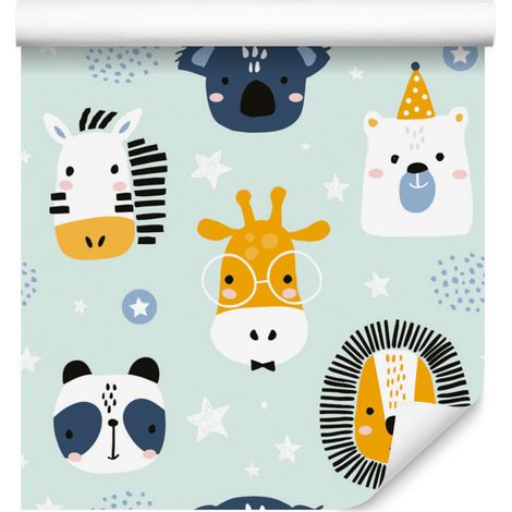 Papier peint Animaux joyeux et étoiles pour salon et chambre 50x1000 cm (1/5)