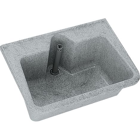 KWC Wand-Ausgussbecken MB7054 Ablauf mittig, Polyester Grau-weiß marmoriert (1/5)